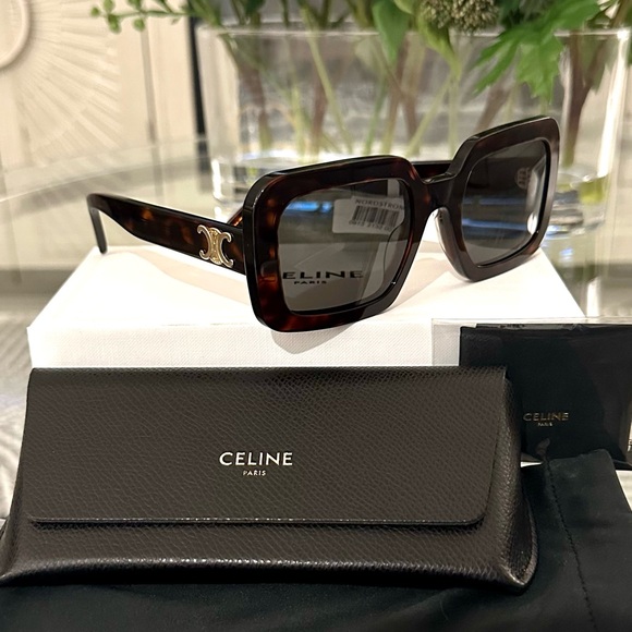Celine Accessories - New! CELINE Triomphe 56mm Square Sunglasses - Havana Brown